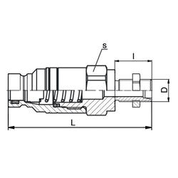 Schott-Steckkupplungsstecker flachdichtend, Rohranschluss leichte Baureihe, 250bar