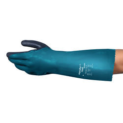 PVC-Handschuh mit BW-Futter 380 mm HS.04-005 AlphaTec, blau